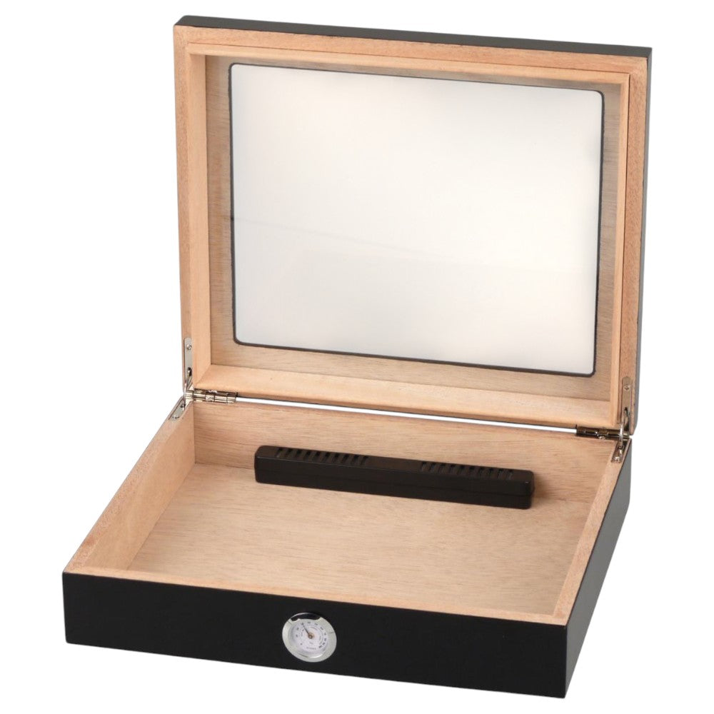 Humidor Black Matte Glass Window - til ca. 20 cigarer