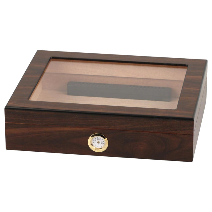 Humidor Walnut Finish Glass Window - for approx. 20 cigars - Cigar Humidor from The Prince's Collection at The Prince Webshop