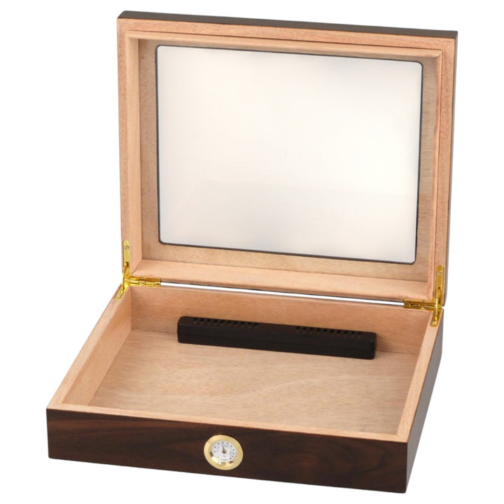 Humidor Walnut Finish Glass Window - for approx. 20 cigars - Cigar Humidor from The Prince's Collection at The Prince Webshop