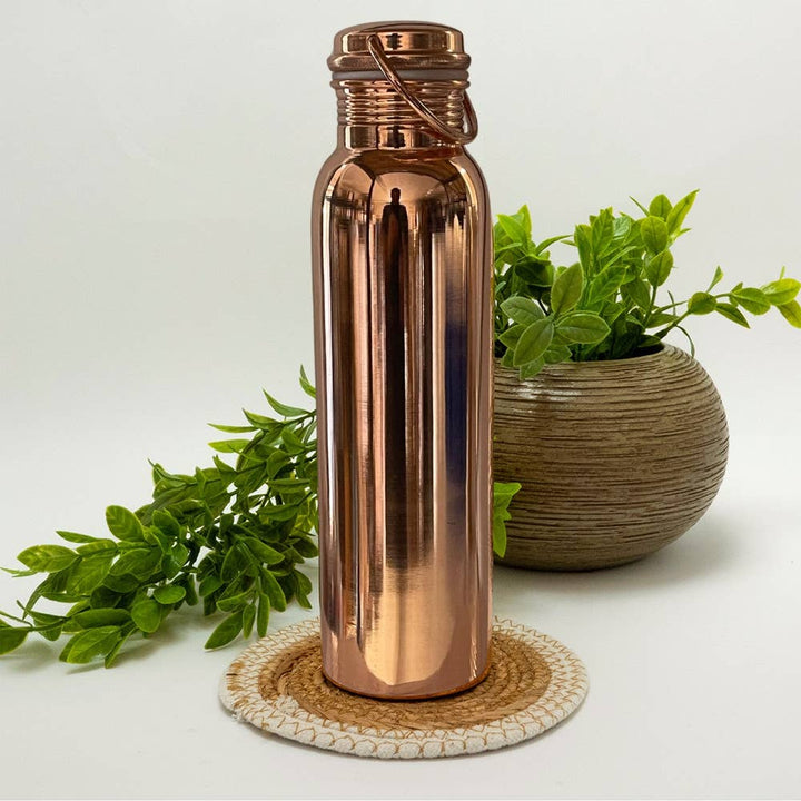 Ren kobber vandflaske poleret med håndtag ± 950 ml (330 - Drikke Flaske fra Ayurveda Specialist B.V. hos The Prince Webshop