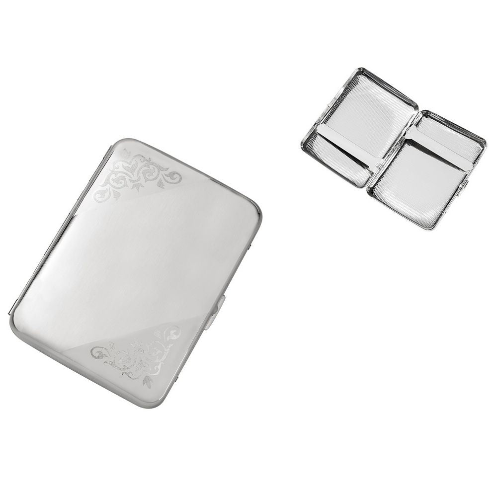 Winjet Cigaret Etui - 18 King Size Cigaretter - Børstet Chrom Deco - Cigaret Etui fra Winjet hos The Prince Webshop