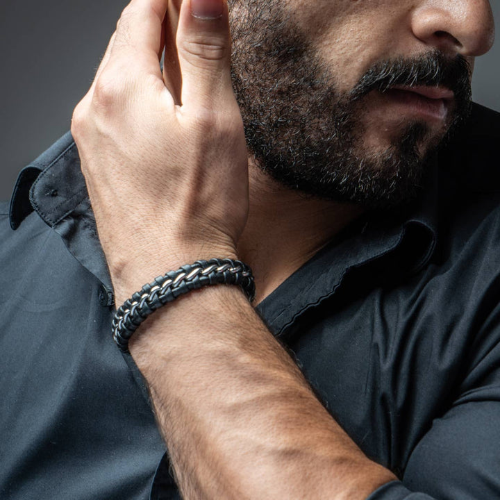 Læder Armbånd “Joy” - Sort/Sølv Okselæder - Armbånd fra SERASAR hos The Prince Webshop