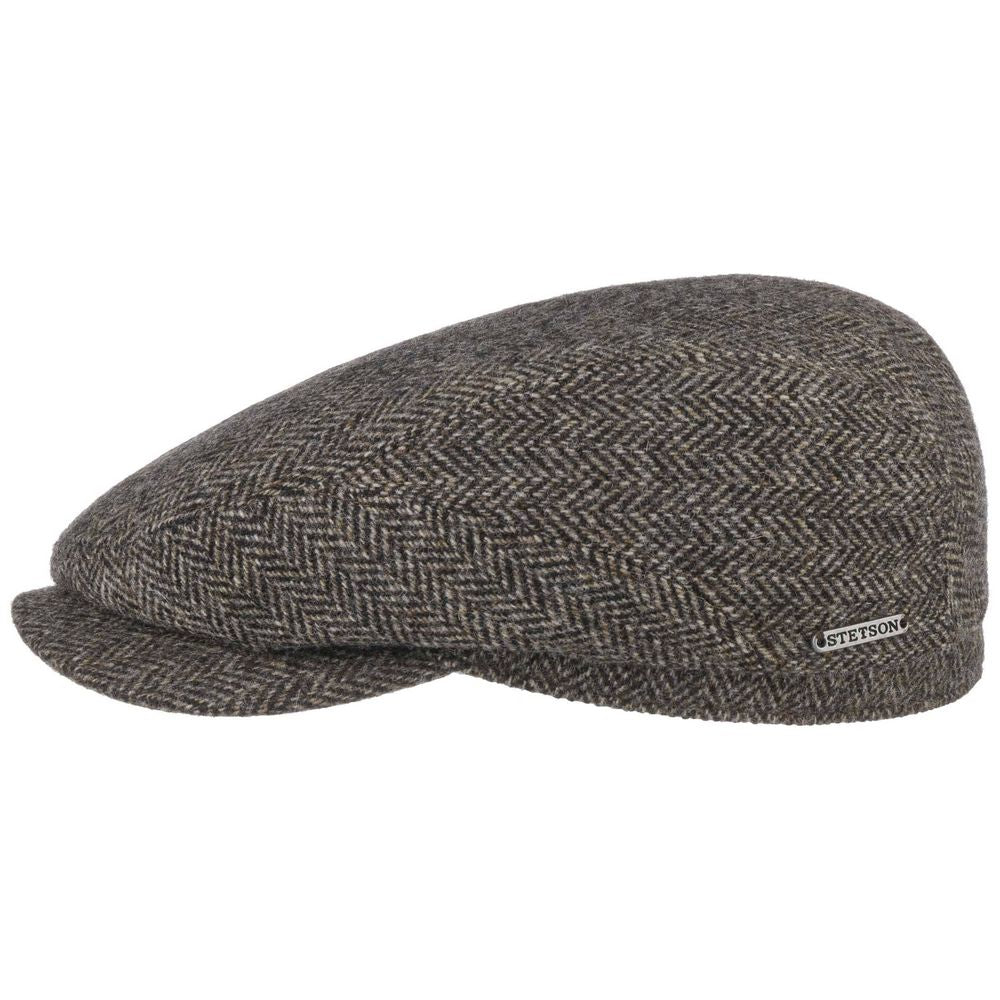 Stetson Driver Cap Wool Herringbone Antracit Melange - Flat Cap fra Stetson hos The Prince Webshop