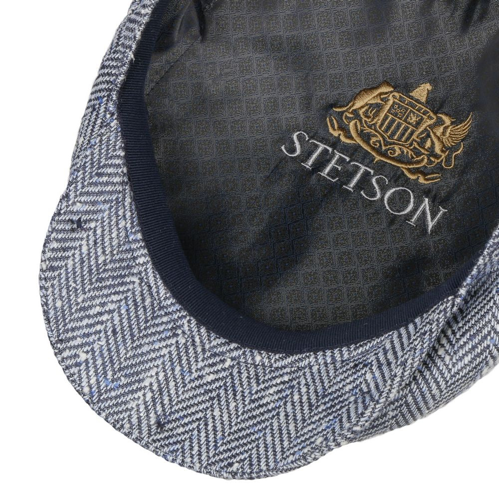 Stetson Driver Cap Silke / Uld - Kraftig Blå Sildeben - Flat Cap fra Stetson hos The Prince Webshop