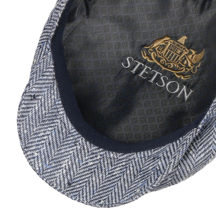 Stetson Driver Cap Silke / Uld - Kraftig Blå Sildeben - Flat Cap fra Stetson hos The Prince Webshop