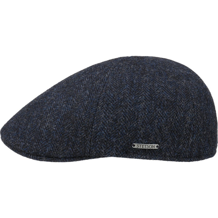Stetson Texas Flat Cap Wool - Navy Herringbone
