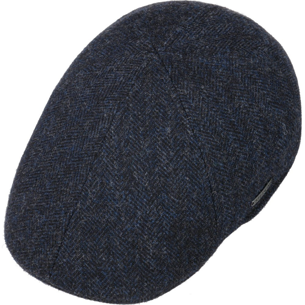 Stetson Texas Flat Cap Wool - Navy Herringbone