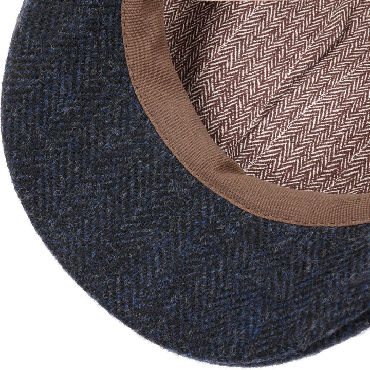 Stetson Texas Flat Cap Wool - Navy Herringbone