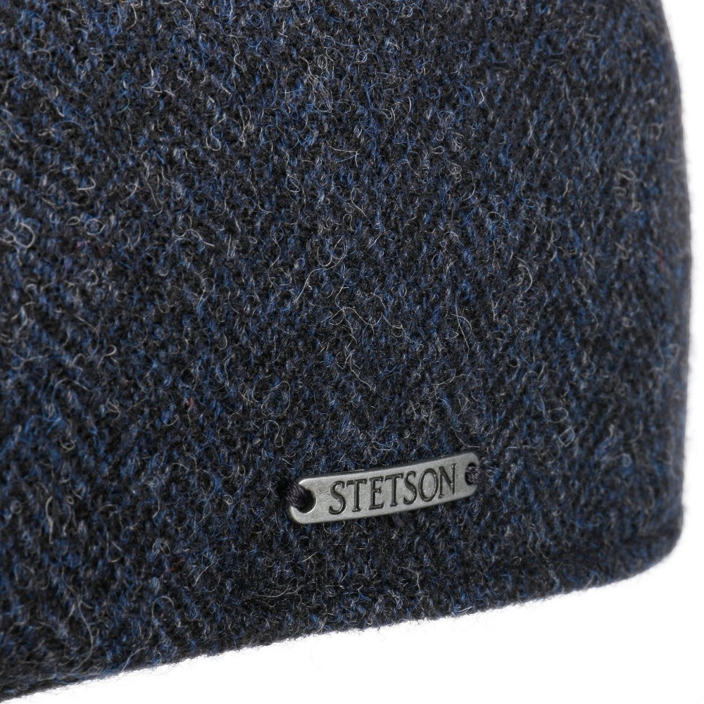 Stetson Texas Flat Cap Wool - Navy Herringbone