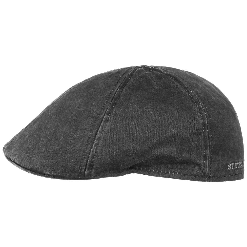 Stetson CO/PES Texas Duck Cap - Sort Oilskin Look - Flat Cap fra Stetson hos The Prince Webshop