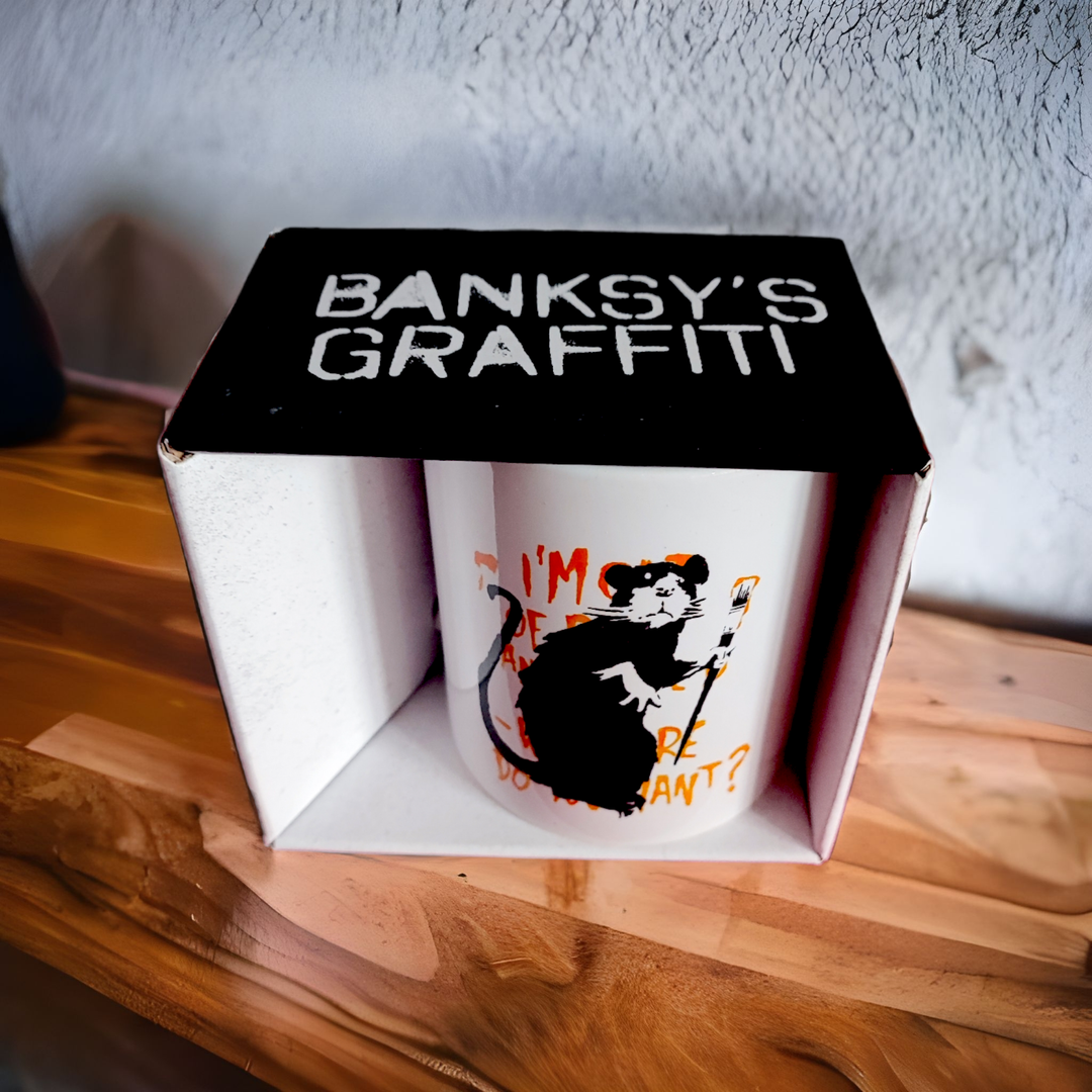 Banksy Ceramic Mug 325ml - I'm Out of Bed - Krus fra URBAN.ITY hos The Prince Webshop