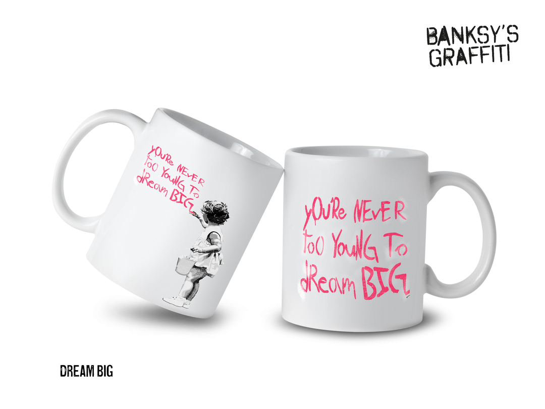 Banksy Ceramic Mug 325ml - Dream Big - Krus fra URBAN.ITY hos The Prince Webshop