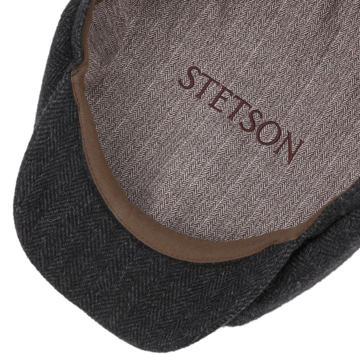 Stetson Hatteras Mørkegrå Sildeben Uld Flat Cap - Flat Cap fra Stetson hos The Prince Webshop