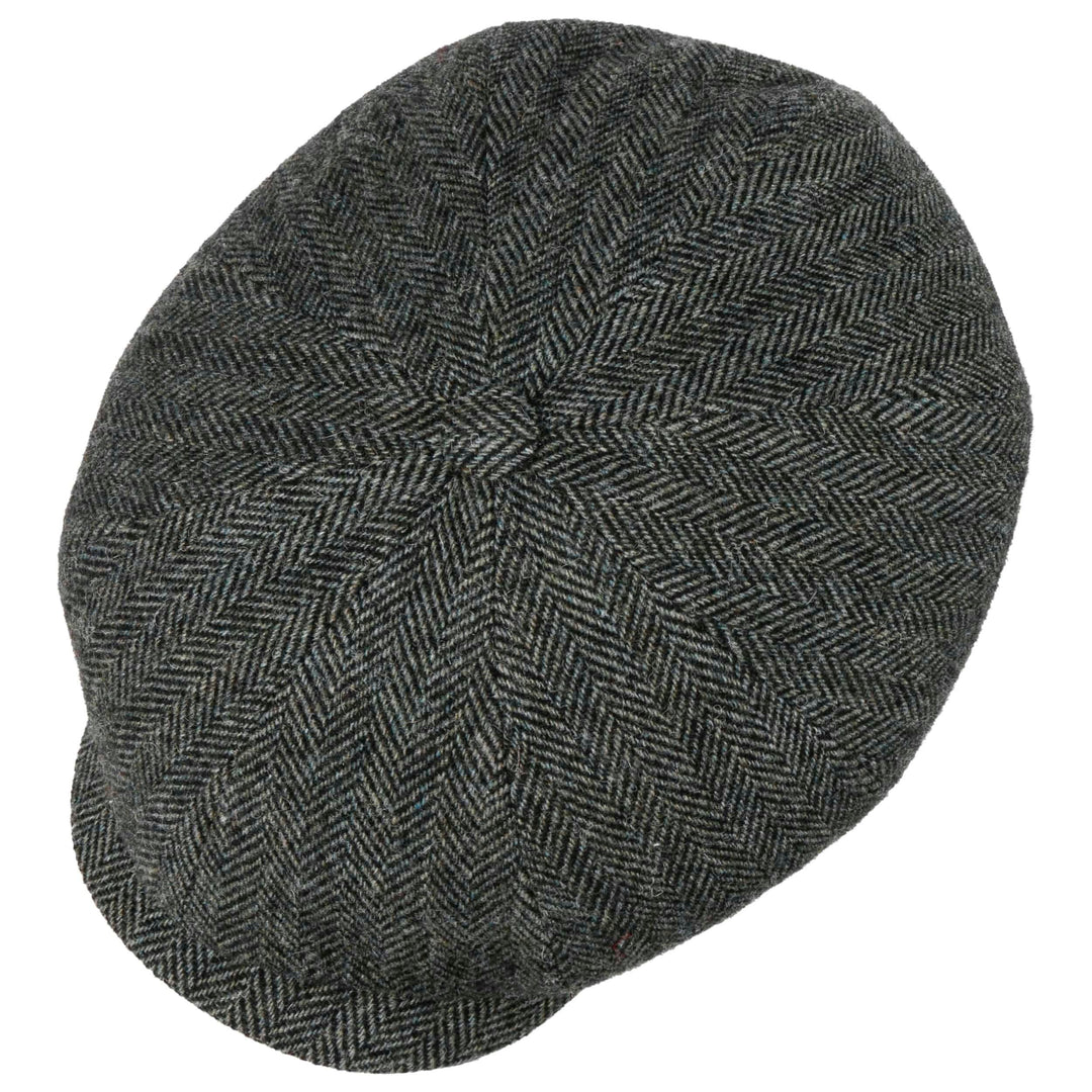 Stetson Hatteras Moss Green Herringbone Wool Flat Cap