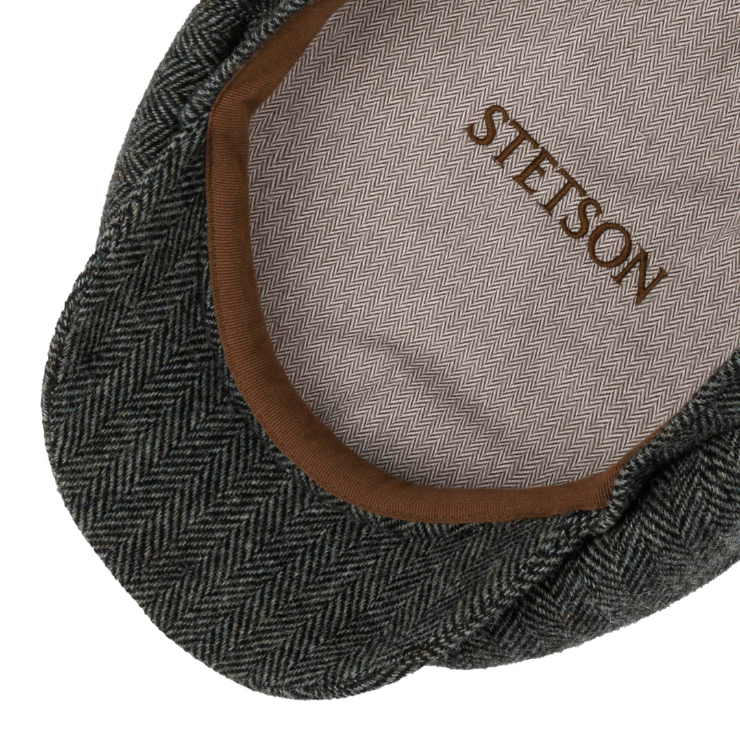 Stetson Hatteras Moss Green Herringbone Wool Flat Cap