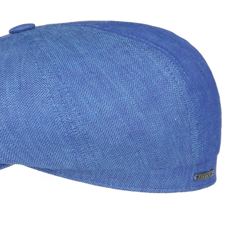 Stetson Hatteras Linen Herringbone - Blå - Flat Cap fra Stetson hos The Prince Webshop