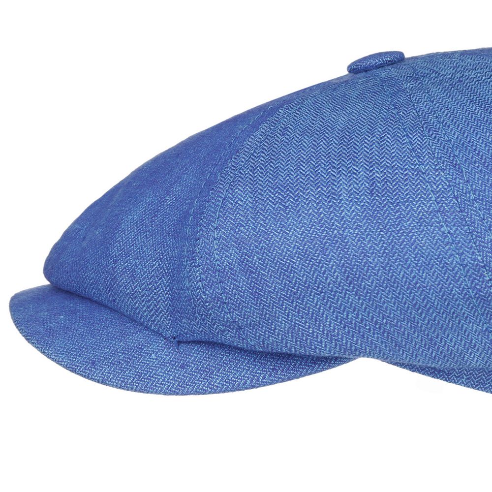 Stetson Hatteras Linen Herringbone - Blå - Flat Cap fra Stetson hos The Prince Webshop