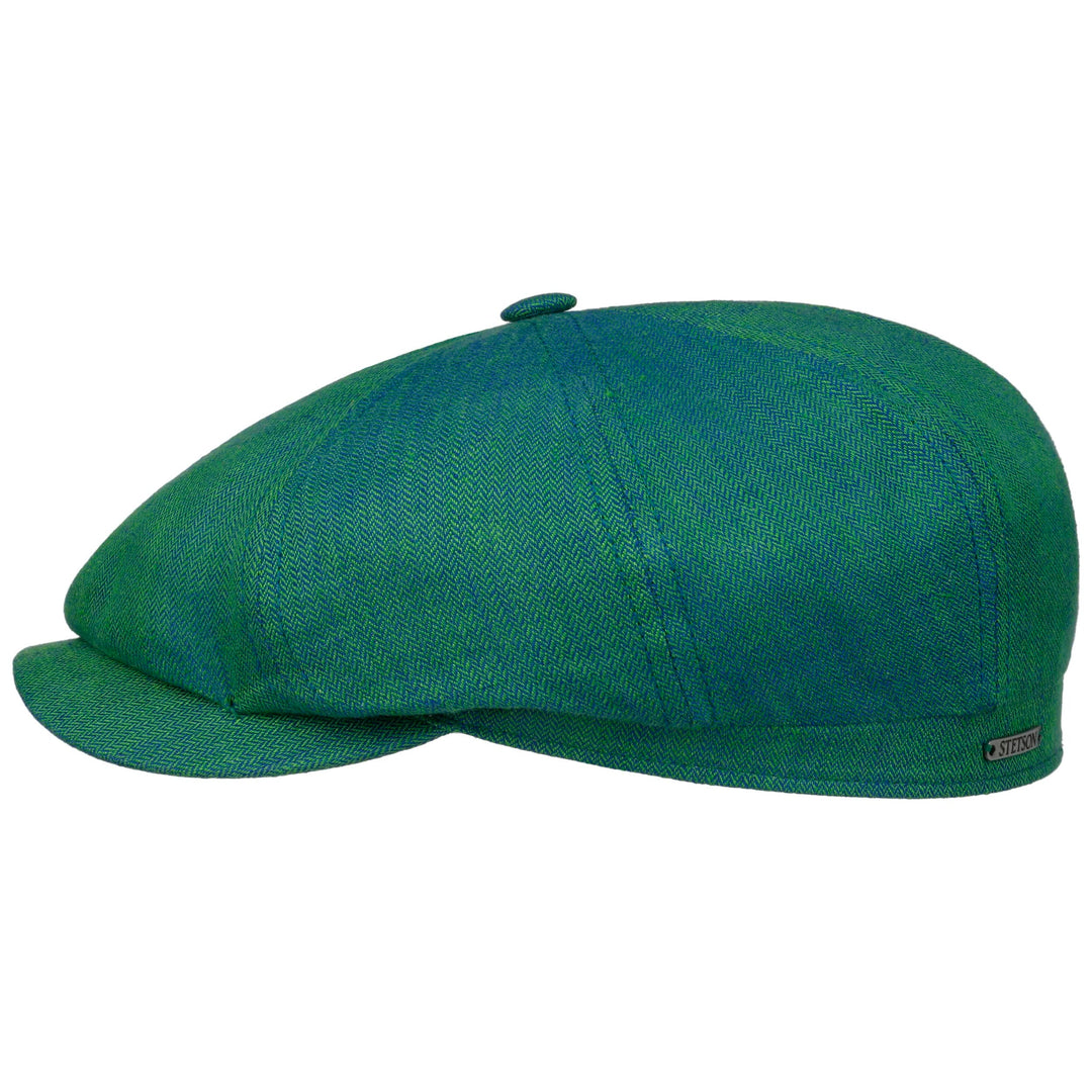 Stetson Hatteras Linen Herringbone - Grøn - Flat Cap fra Stetson hos The Prince Webshop