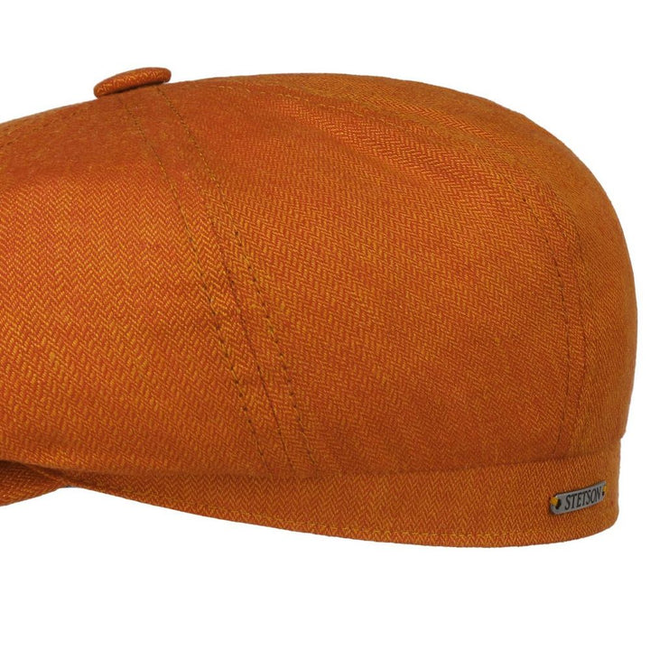 Stetson Hatteras Linen Herringbone - Orange - Flat Cap fra Stetson hos The Prince Webshop