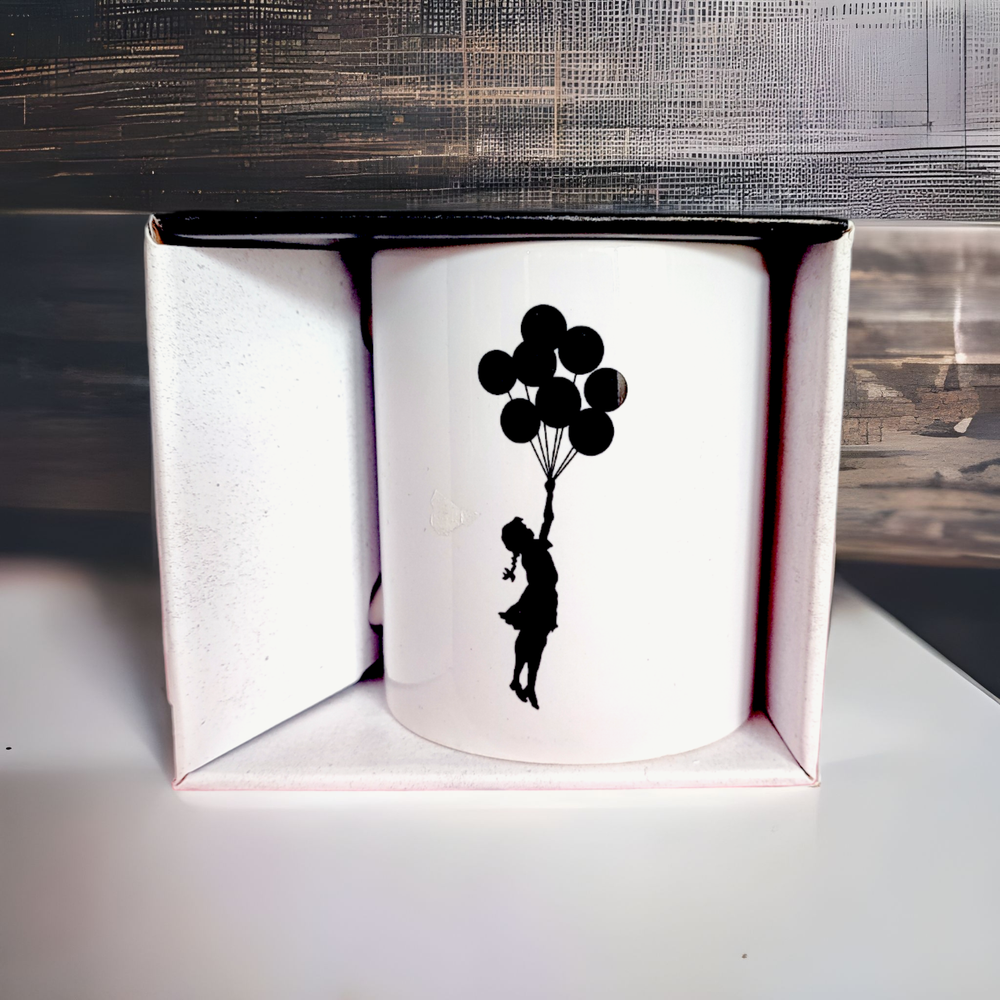 Banksy Ceramic Mug 325ml - Flying Balloons Girl - Krus fra URBAN.ITY hos The Prince Webshop