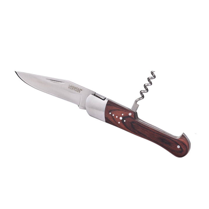 Sommelier Laguiole Foldekniv – Pakkawood Håndtag med Etui - Proptrækker fra Laguiole by Polyflame hos The Prince Webshop