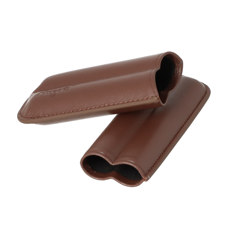 Angelo Cigar Etui - 2 stk. 45 Ring Gauge - Brunt Læder Imitat - Cigar Etui fra Angelo hos The Prince Webshop