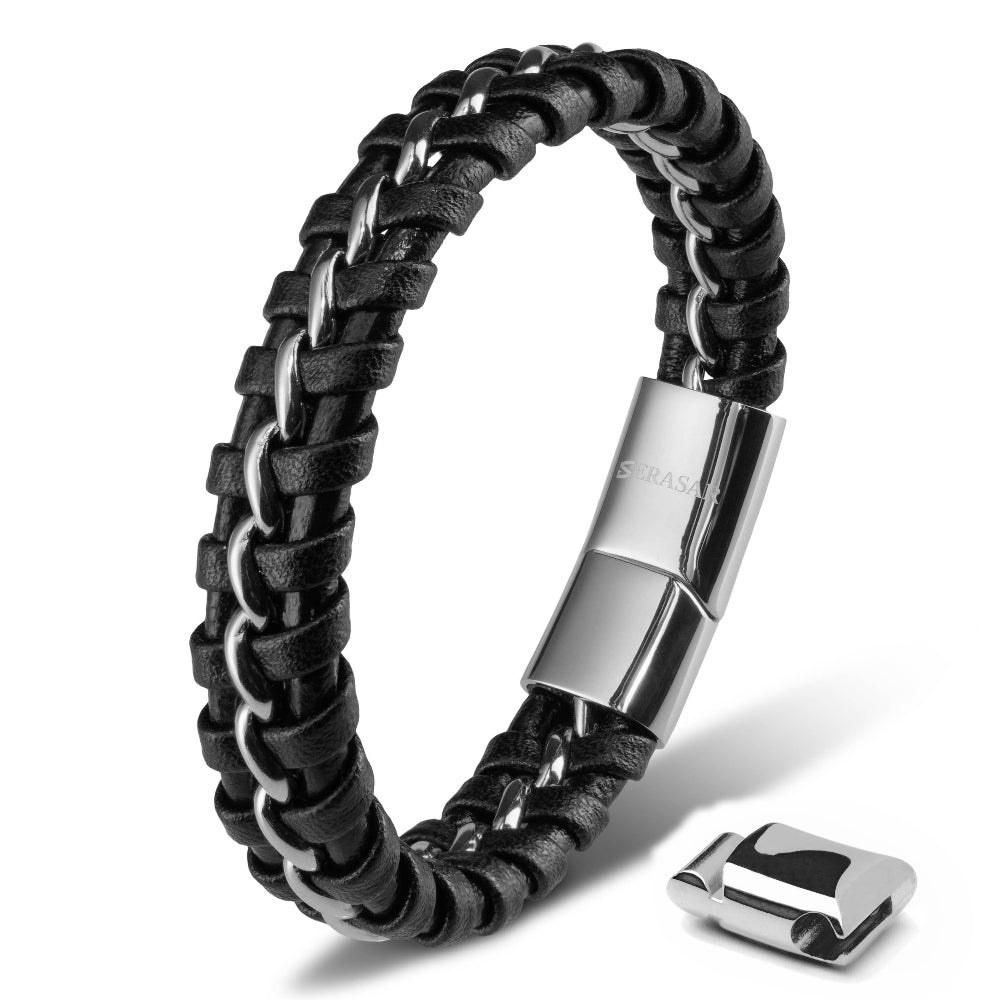 Læder Armbånd “Joy” - Sort/Sølv Okselæder - Armbånd fra SERASAR hos The Prince Webshop