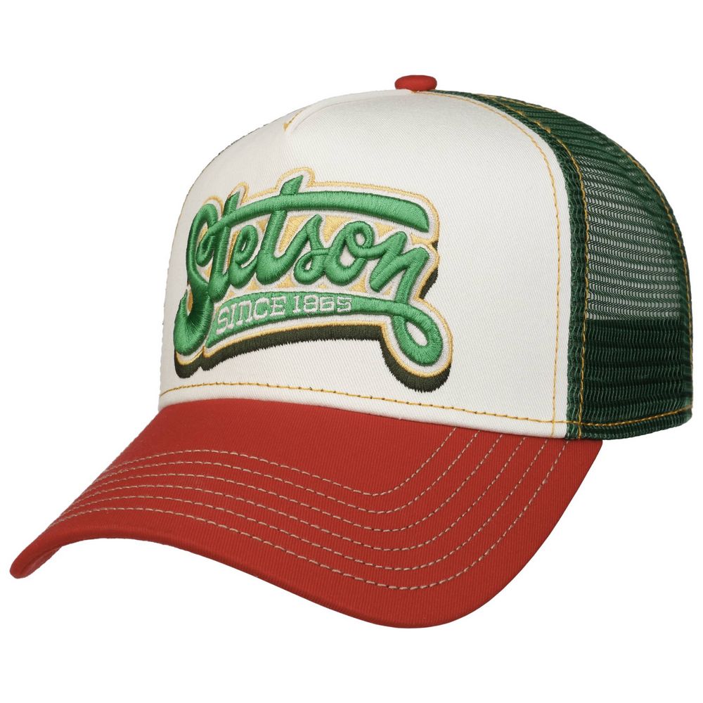 Stetson Lettering Trucker Cap - Rød / Grøn - Baseball Cap fra Stetson hos The Prince Webshop