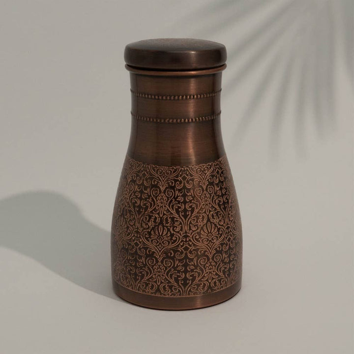 Ren kobberkaraffel antik ætset med låg ± 950 ml kande