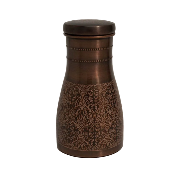 Ren kobberkaraffel antik ætset med låg ± 950 ml kande