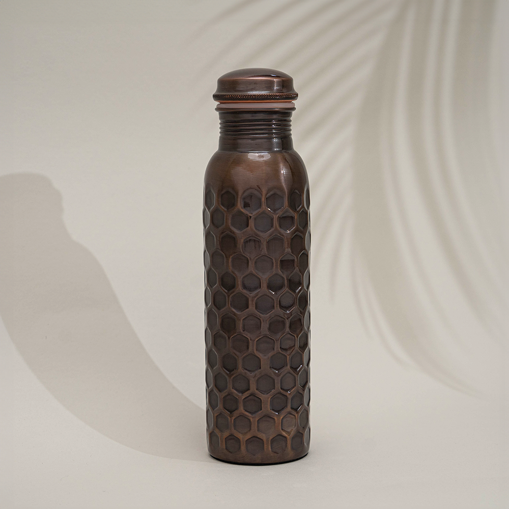 Ren kobber vandflaske diamant antik ± 950 ml (tung)