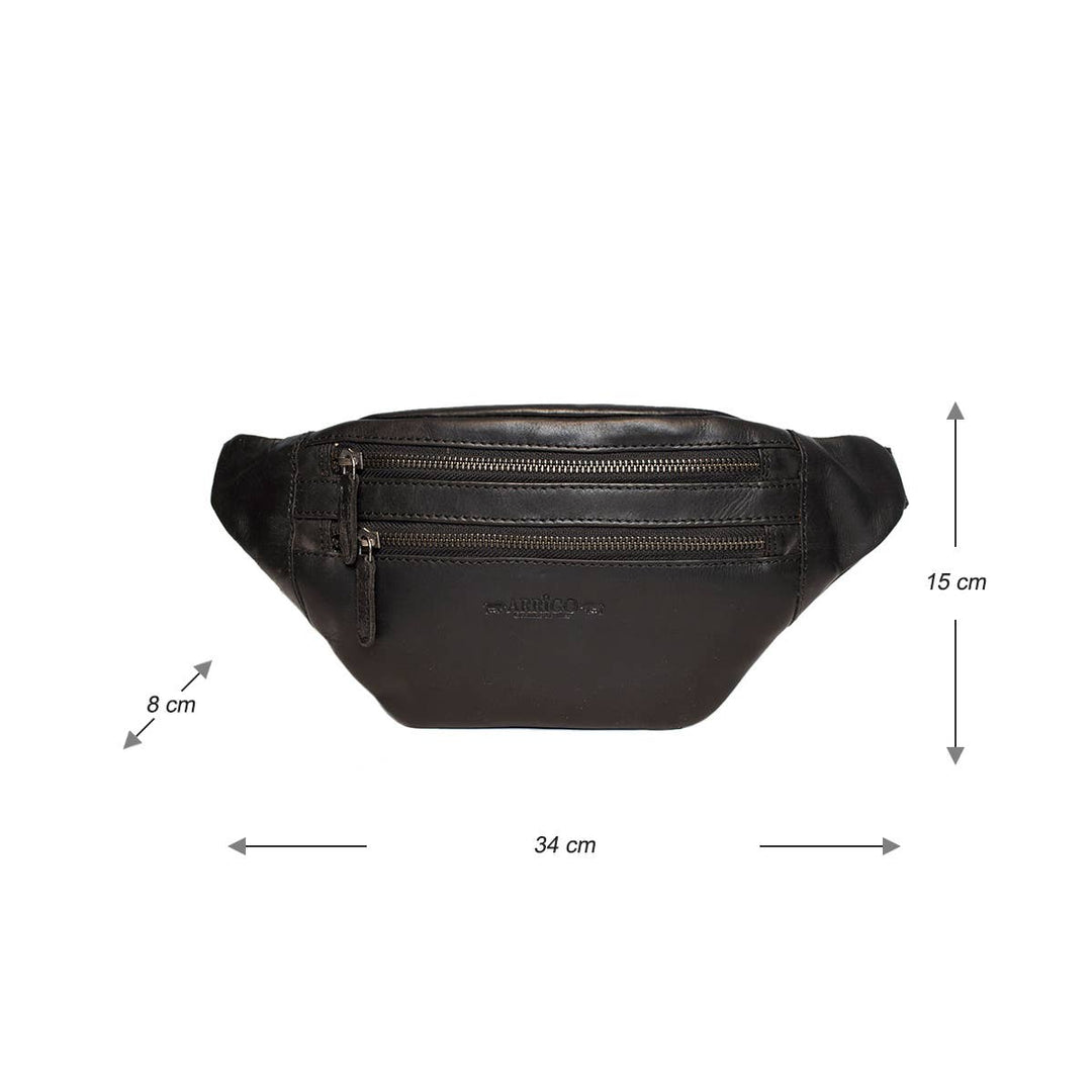 Leather Crossbody Bag - Fanny Pack - Belt Bag - Sort - Taske fra Arrigo hos The Prince Webshop