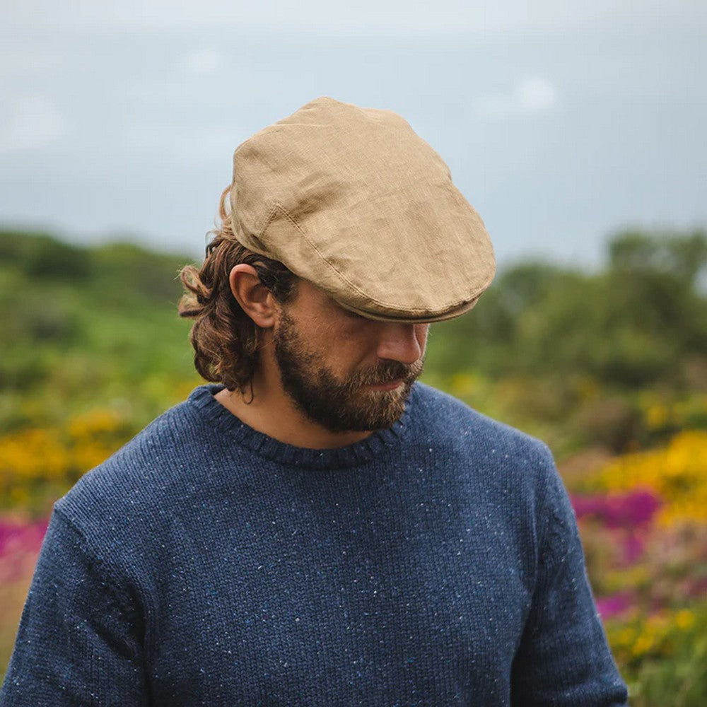 Jaxon & James Linen Flat Cap - Camel - Flat Cap fra Jaxon & James hos The Prince Webshop