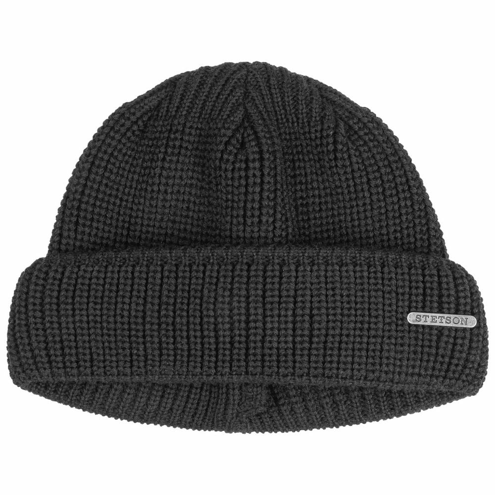 Stetson Docker Style Beanie Hue Sort Merino Uld - Hue fra Stetson hos The Prince Webshop
