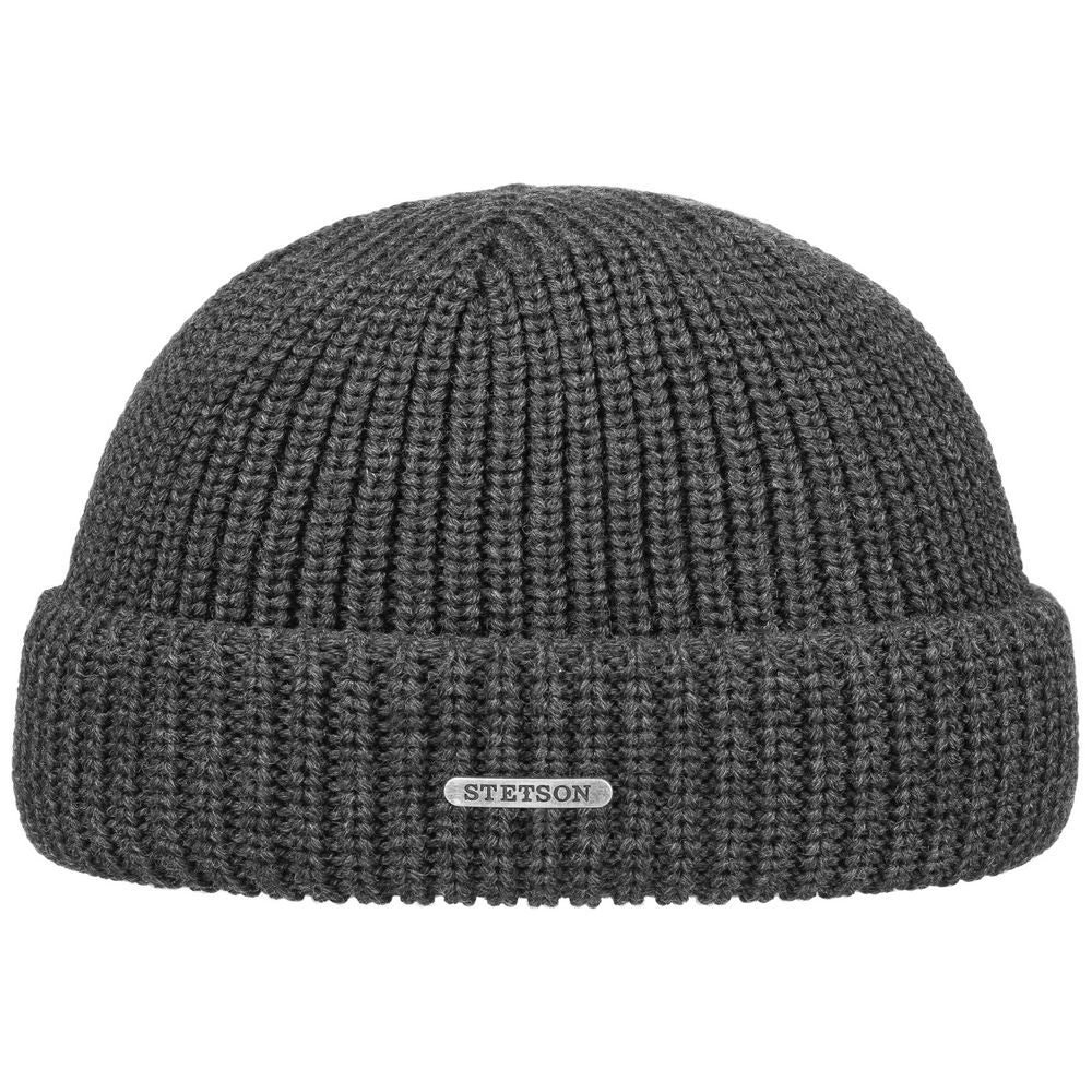 Stetson Docker Style Beanie Hue Antracit Merino Uld - Hue fra Stetson hos The Prince Webshop