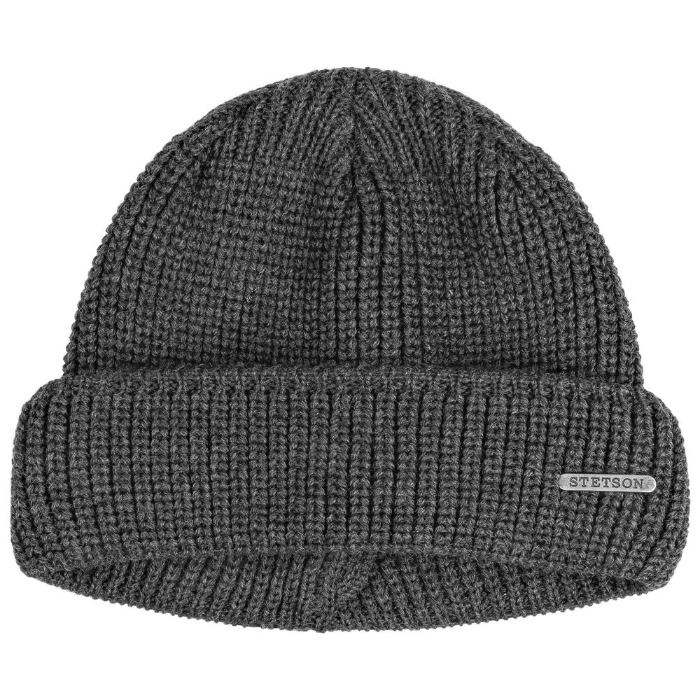 Stetson Docker Style Beanie Hue Antracit Merino Uld - Hue fra Stetson hos The Prince Webshop
