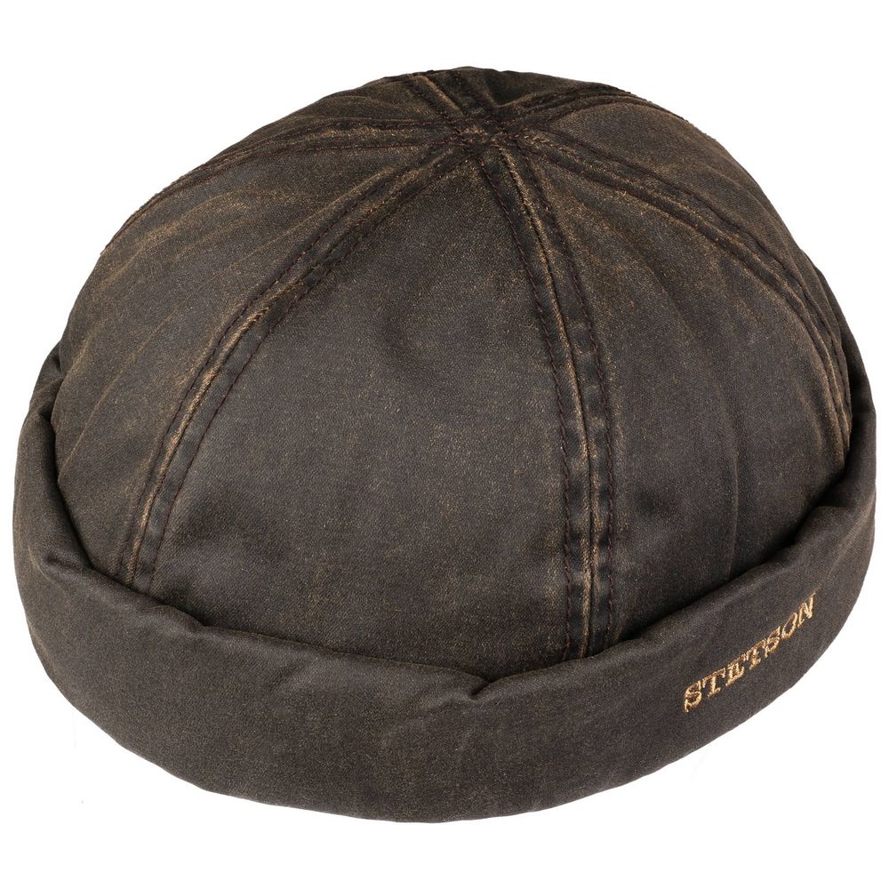 Stetson Docker Cap CO/PES Brunt Oilskin Look - Docker Cap fra Stetson hos The Prince Webshop