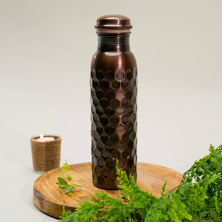Ren kobber vandflaske diamant antik ± 950 ml (tung)