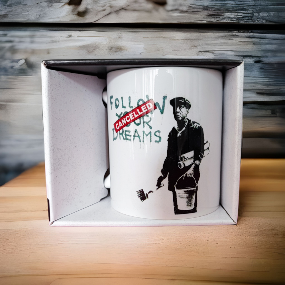 Banksy Ceramic Mug 325ml - Follow Your Dreams - Krus fra URBAN.ITY hos The Prince Webshop