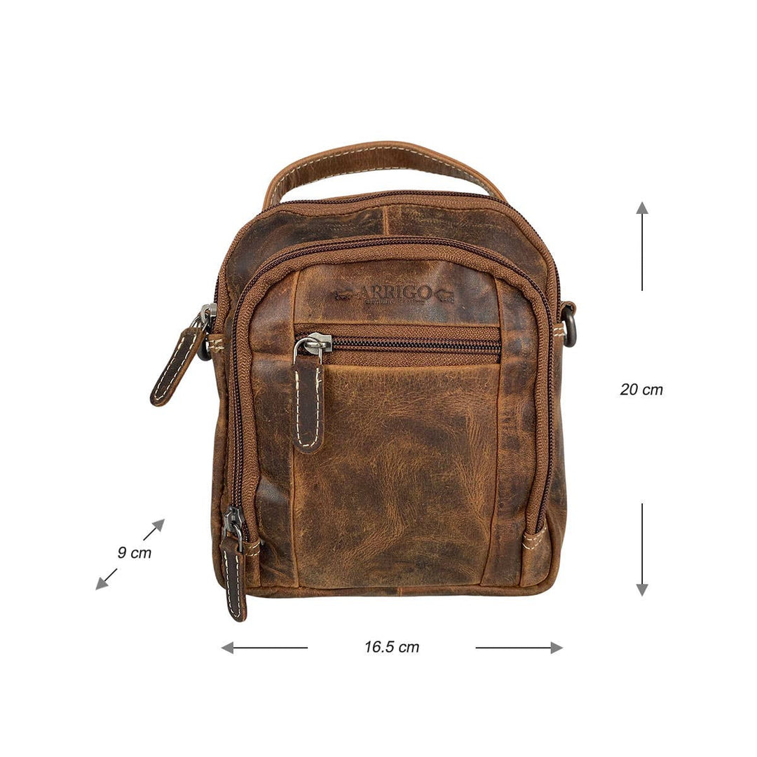 Arrigo Leather Crossbody Shoulder Bag & Belt Bag - Brun - Taske fra Arrigo hos The Prince Webshop