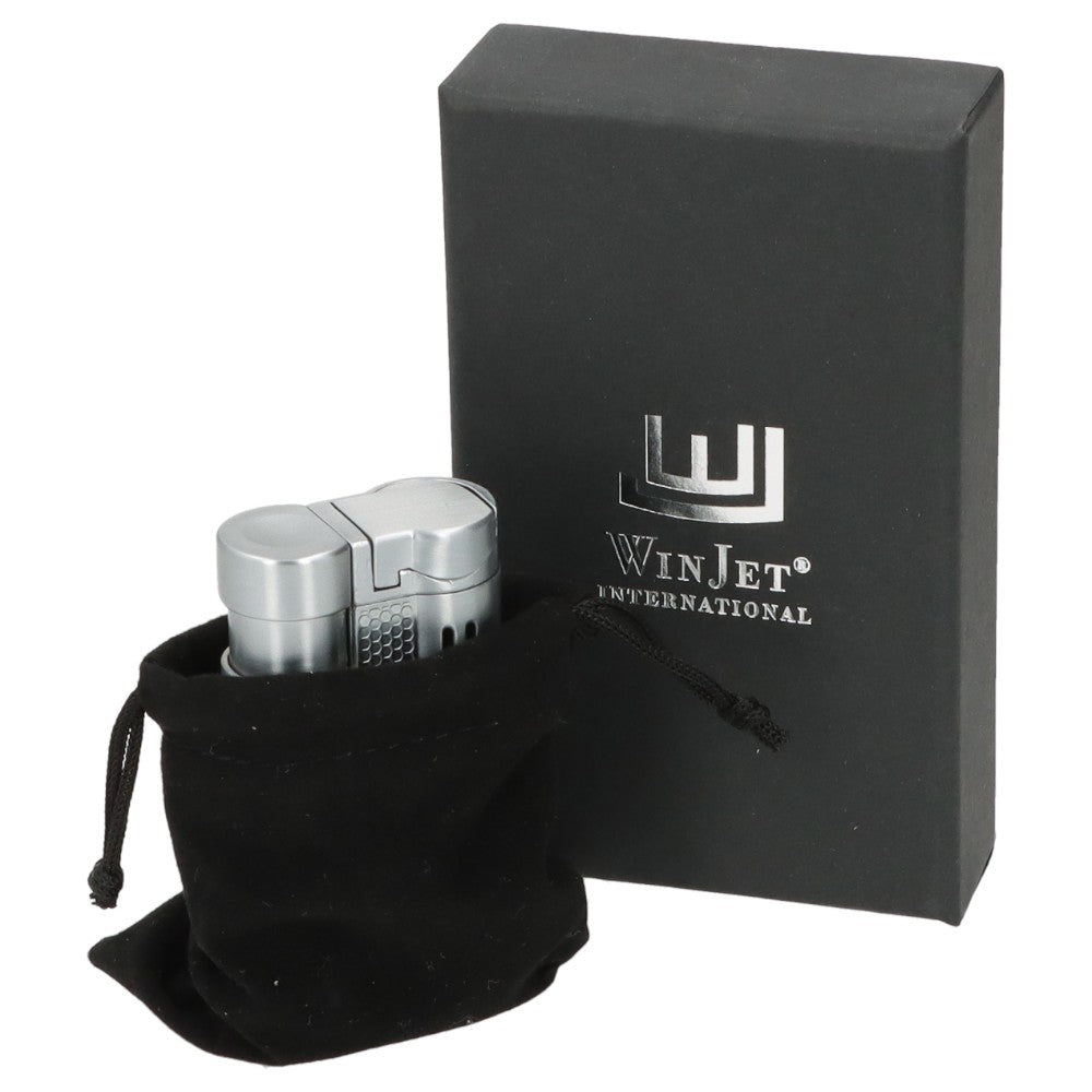 Winjet Carlton 3XJet Cigar Lighter Sølv med Borer - Lighter fra Winjet hos The Prince Webshop