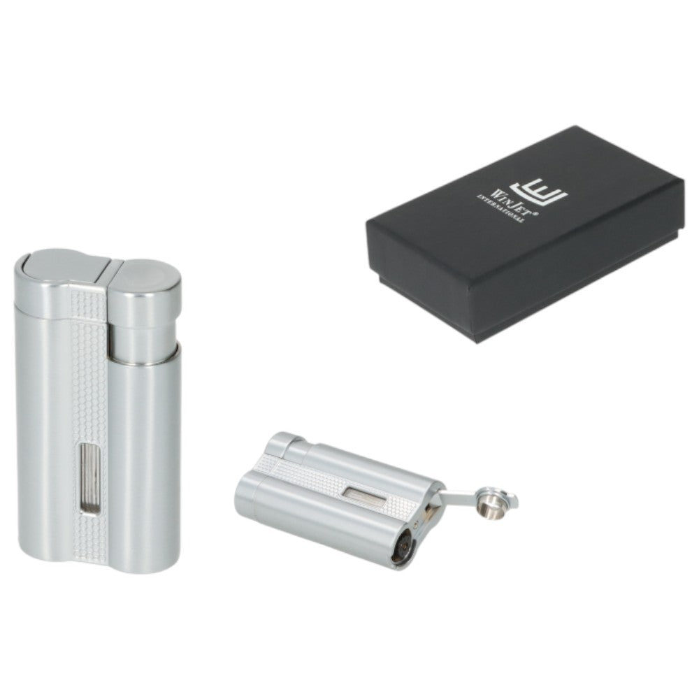 Winjet Carlton 3XJet Cigar Lighter Sølv med Borer - Lighter fra Winjet hos The Prince Webshop