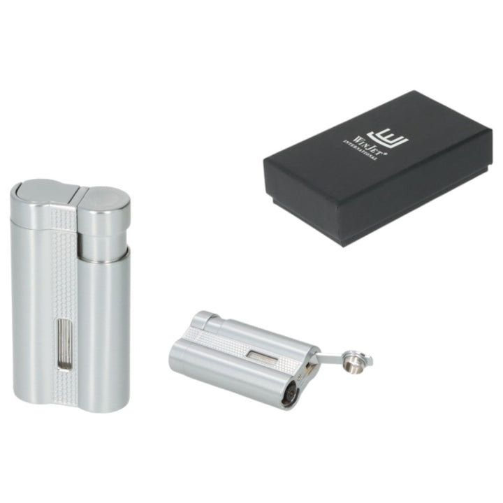Winjet Carlton 3XJet Cigar Lighter Sølv med Borer - Lighter fra Winjet hos The Prince Webshop