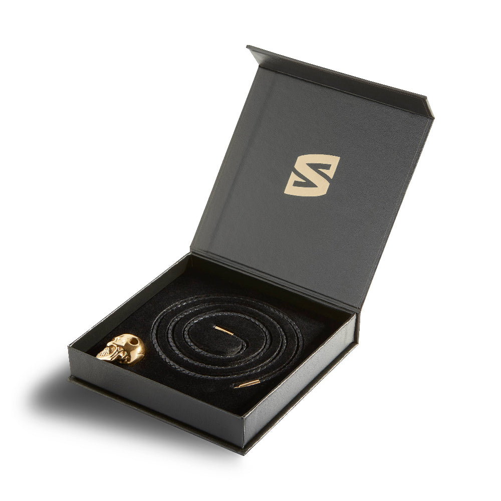 Læder halskæde "Skull" - Guld Kranie - Halskæde fra SERASAR hos The Prince Webshop
