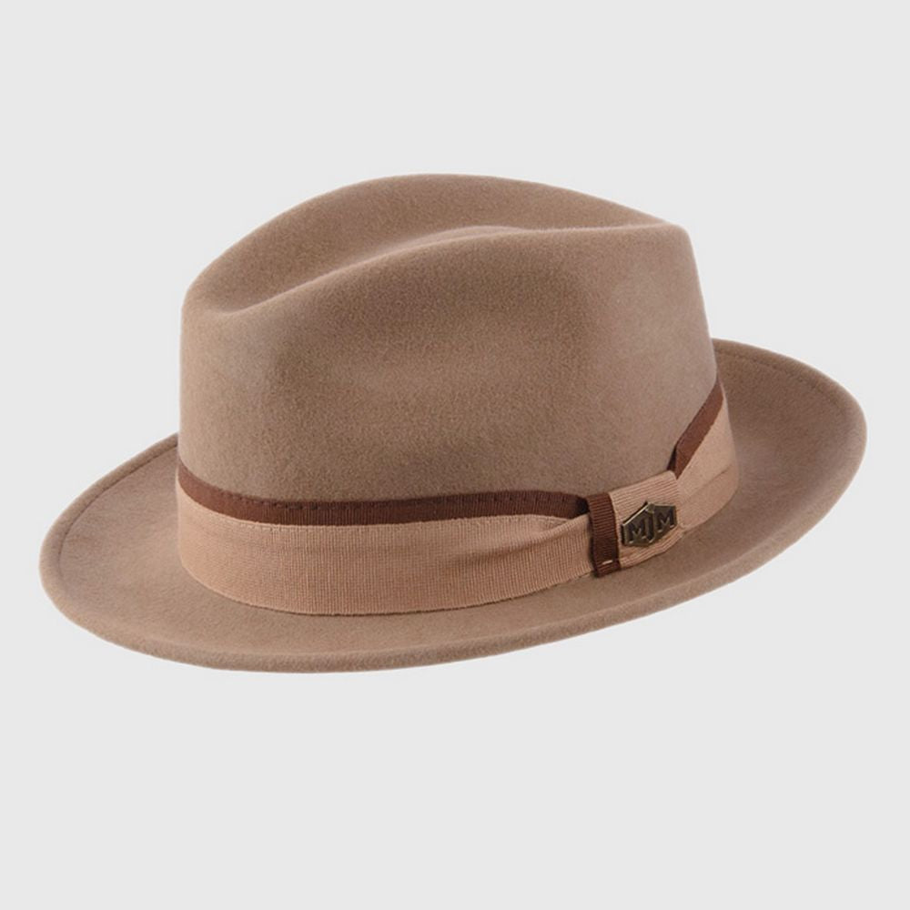 MJM Alberto Fedora Hat - Beige Uldfilt - Waterproof & Crushable - L (60 cm) - Fedora Hat fra MJM Hats hos The Prince Webshop