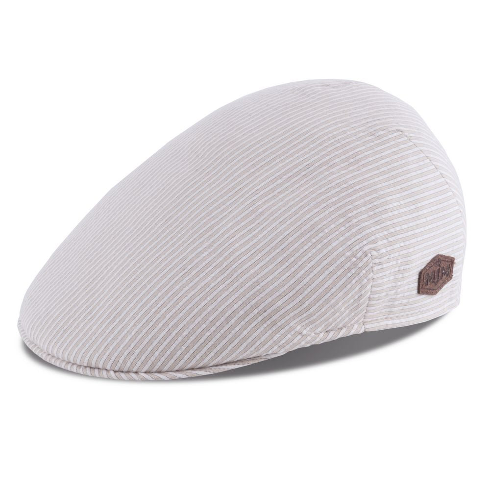 MJM '23 Country Sixpence - Cotton Beige Stripe - Flat Cap fra MJM Hats hos The Prince Webshop