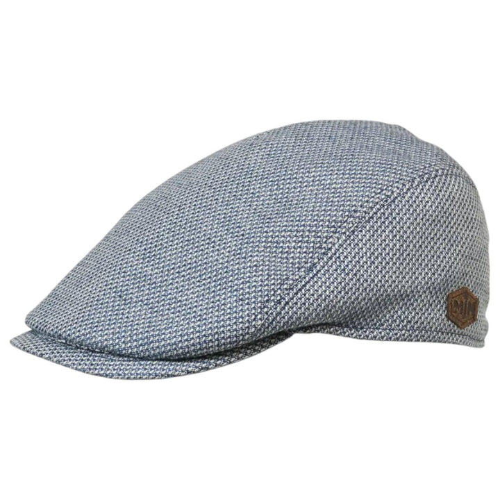 MJM Driver Cap 51 - Light Blue Check Linen Mix - Flat Cap fra MJM Hats hos The Prince Webshop