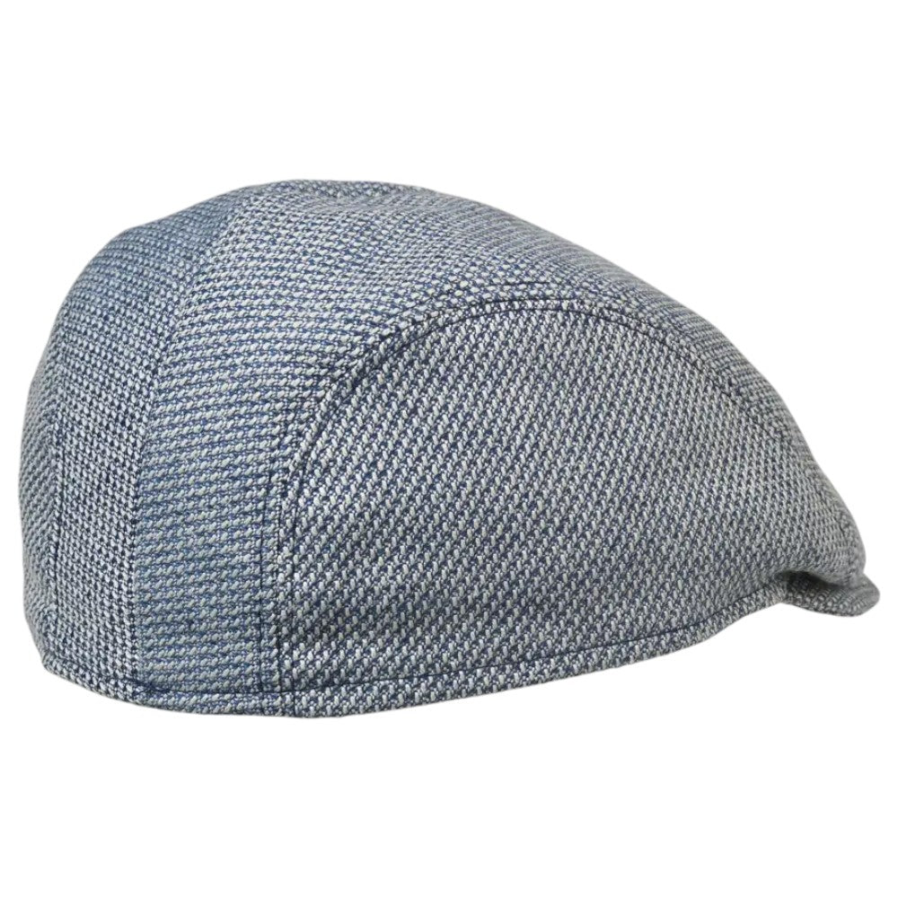 MJM Driver Cap 51 - Light Blue Check Linen Mix - Flat Cap fra MJM Hats hos The Prince Webshop
