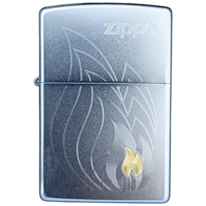 Original Zippo Corner Flame Emblem Lighter i Gaveæske