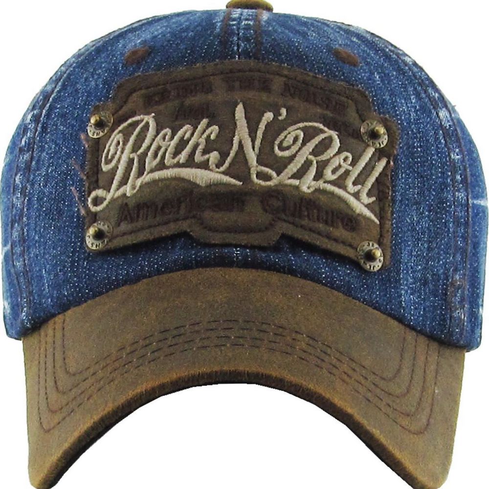 ROCK N ROLL VINTAGE BALLCAP - BLÅ DENIM - Baseball Cap fra Ethos hos The Prince Webshop